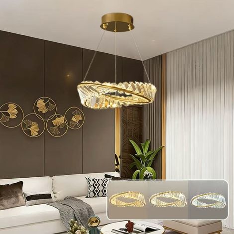 Suspension LED en cristal, éclairage tricolore, 40 cm, plafonnier décoratif, luminaire décoratif d'intérieur (1/5)