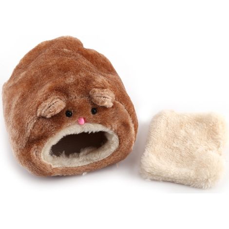Nid pour animaux de compagnie, dessin animé mignon, maison douce et chaude, Hamster, souris, petit Animal, grotte, hamac (marron foncé) (1/5)