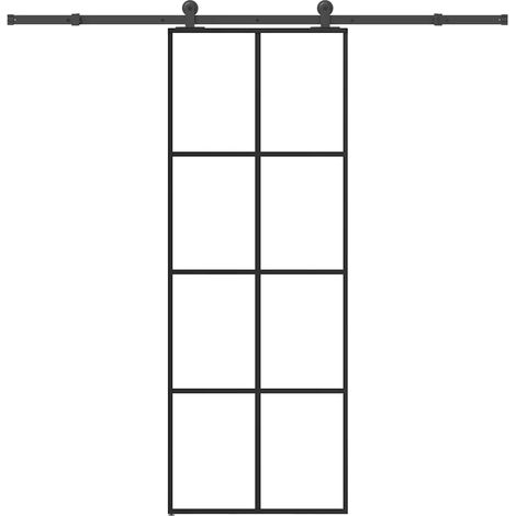 Schiebetür mit Beschlag 76x205 cm ESG-Glas & Aluminium