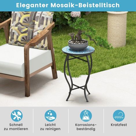 Tavolino rotondo in mosaico - 35x55 cm blunero