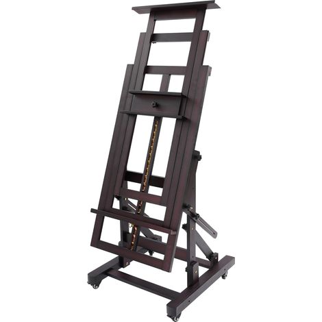 Chevalet en bois professionnel réglable en hauteur de 140 à 300 cm pour atelier, artiste, peinture, avec roulettes et plateau, stable, flexible, pour maison et l'espace d'art, capacité de charge de 10 (1/5)