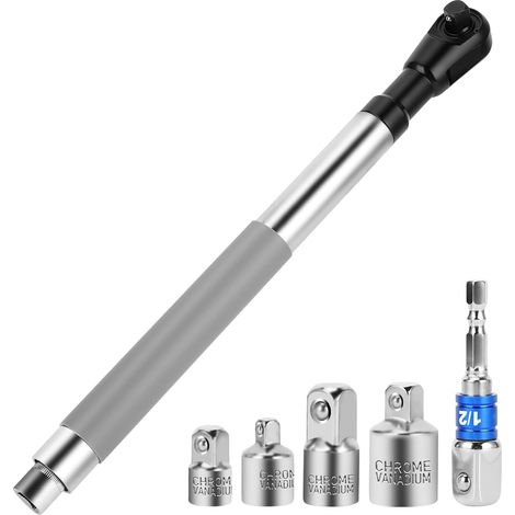 Clé d'extension décalée à percussion, clé à cliquet électrique, extension de clé à chaîne, compatible avec douilles de 1,27 cm