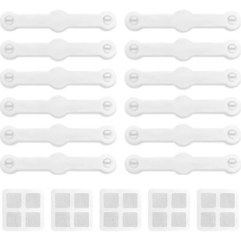 Lot de 12 Boucles de Fixation pour fenêtre d'écran 5 Autocollants de réparation d'écran, Pas de perçage ou de Serrage requis, Boucles de moustiquaire et Anti-moustiques pour écrans Anti-Insectes. (1/4)