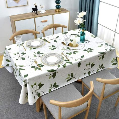 Nappe de Table PVC Plastique Lavable à l'eau. Protecteur de Table rectangulaire imperméable pour Cuisine, Pique-Nique, extérieur, intérieur (137 x 180 cm, Feuille Verte) (1/3)
