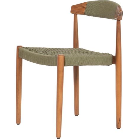 Amadeus - Chaise de salle à manger Tressia en acacia et corde kaki finition noyer (lot de 2) (1/4)