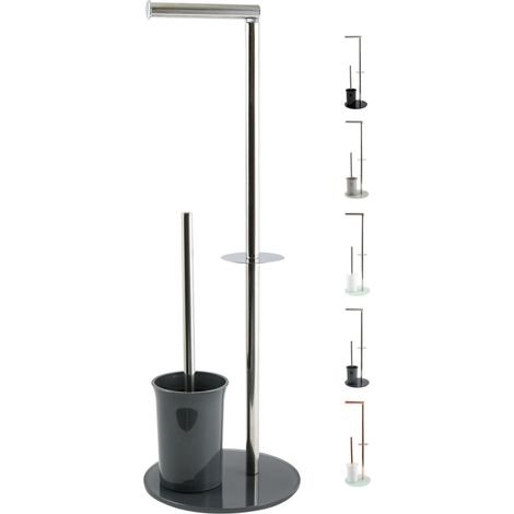 Porte-Rouleau WC Brosse Acier Inoxydable Support Verre Gris Foncé Accessoire 3 en 1 Design Élégant et Pratique Taille Standard Compact et Polyvalent (1/5)