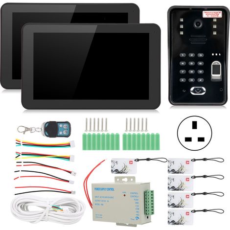 Visiophone filaire WiFi 9 pouces, 2 moniteurs, empreinte digitale, mot de passe, carte IC, contrôle d'accès à distance, 100-240V prise UK (1/5)