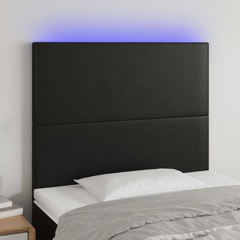 vidaXL Cabecero con luces LED cuero sintético negro 80x5x118/128 cm (1/5)