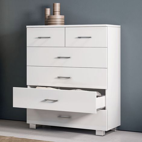 Cassettiera multiuso 81x103h cm con 4+2 cassetti in legno Bianco Lucido (1/2)