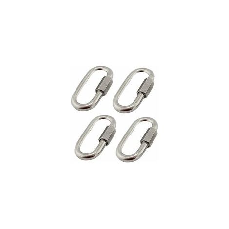 4Pcs M6/0.24 304 Stainless Steel Quick Connectors, Stainless Steel Carabiners with Oval D-Shaped Screws, Very Durable for Outdoor/Indoor, Camping and Hiking