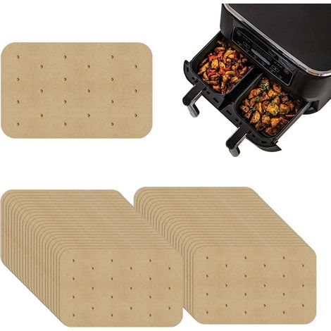 Lot de 200 feuilles de papier sulfurisé pour friteuse à air chaud, accessoires pour friteuse à air chaud, format 20 x 14 cm, couleur naturelle (1/5)