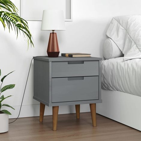 Furniture Limited - Comodino MOLDE Grigio 40x35x48 cm in Legno (1/5)