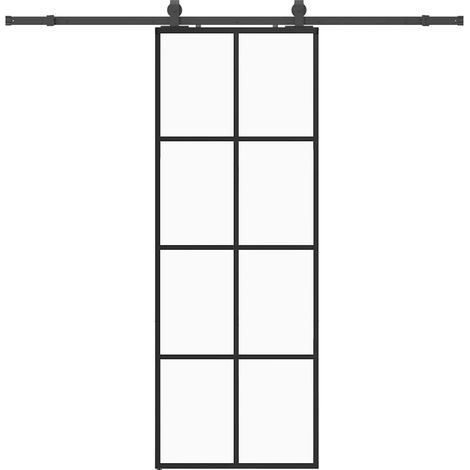 Maison Exclusive - Schiebetür mit Beschlag Schwarz 76x205 cm ESG-