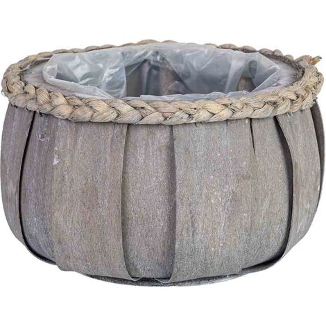 Cesto redondo de madera azul 20x20x12h cm (1/5)