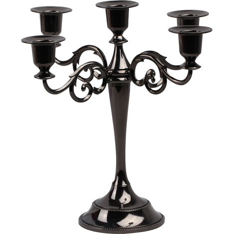 Chandelier à 5 branches, QttvbTna, métal, 26,5 cm, noir (1/2)
