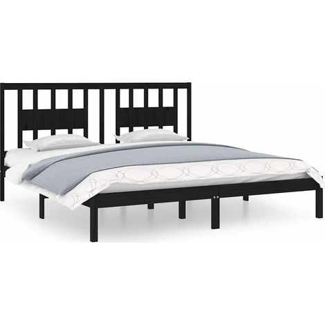 Maison Exclusive - Massivholzbett Schwarz Kiefer 200x200 cm (1/5)