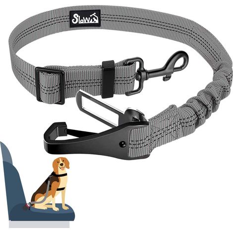 Harnais de sécurité pour chien 90cm gris avec amortisseur élastique (1/5)