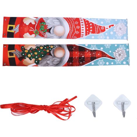 Porch Christmas Decorations Attractive Snowflake Snowman Pattern Door Decorations for HolidayLong Hat Plaid Old Man (1/5)