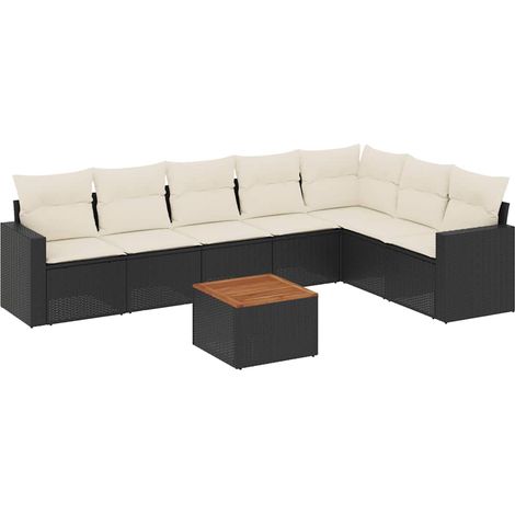 Set Divani da Giardino con Cuscini 8 pz Nero in Polyrattan vidaXL (1/5)