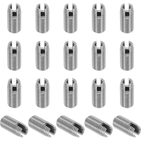 Insert Fileté Auto-Taraudeurs, 20 Pcs M8 x M12 x 25mm Acier Inoxydable 303 Filetage Adaptateur Réducteur Vis à Fente Inserts de Réparation Écrous Manchon (1/5)