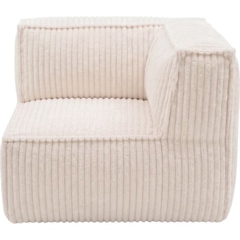 Module Angle droit déhoussable pour canapé modulable velours côtelé BANANAIR 90x90 cm blanc cassé (1/5)
