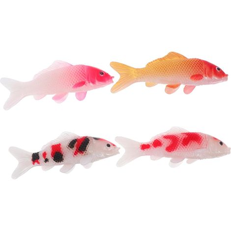 4pièces Lot de Figurines de Poissons Koi Décorations Réalistes pour Aquarium Poissons Rouges Artificiels pour Jardin Miniature (1/5)