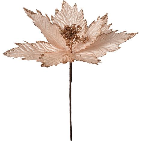 Poinsettia Artificiel Étoile de Noël Décoration de Sapin en Plastique Beige 31 x 32 cm - PANGIVO