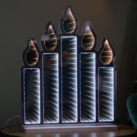 40cm Light up Standing Candlebridge with Flickering Flame Christmas Infinity Mirror (1/5)