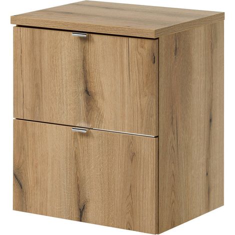 Meuble sous lavabo salle de bain rangement design avec 2 tiroirs 50 x 60 x 40 cm effet chêne