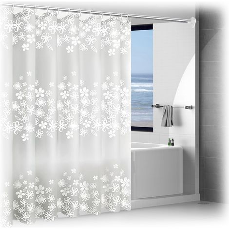 Rideau de Douche 150x180 Anti Moisissure, Lavable Avec 10 Anneaux, Pour la Maison, l'Hôtel, la Salle de Bain (1/5)