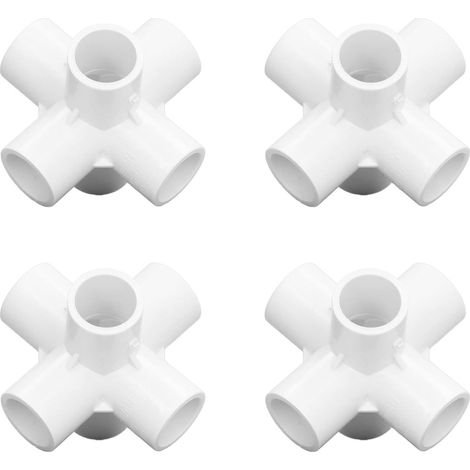 Raccord Coudé PVC - 6 Voies - Diamètre Intérieur 20 mm - Pour Tuyauterie PVC - 10 Pièces (1/5)