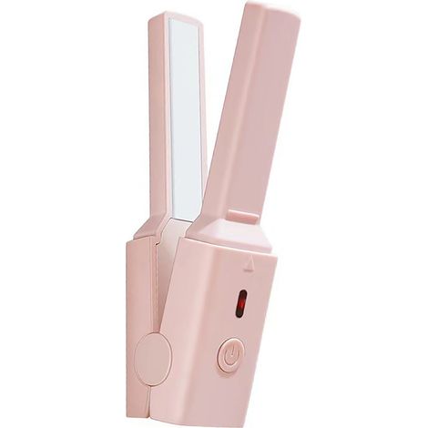 Lisseur et boucleur de cheveux mini voyage USB chauffe rapide fer plat coiffure outil rose sakura portable (1/5)