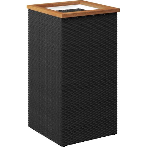 Jardinière design rustique grand espace 40 x 40 x 80 cm en résine tressée noir