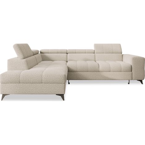 Canapé d'angle gauche convertible Gaspard Bouclette Beige