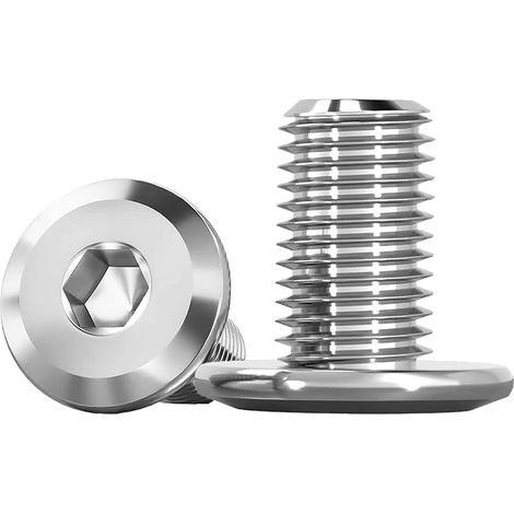Vis à tête plate Inox A2 (INBUS) - M8 x 12 mm - Lot de 10 pièces - Vis à empreinte hexagonale - Pour Meubles, Métal, Bois, Extérieur (1/5)