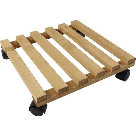 Support mobile pour pot de fleurs à roulettes, en bois couleur chêne, ATS, pour intérieur ou extérieur, 35 cm (1/2)