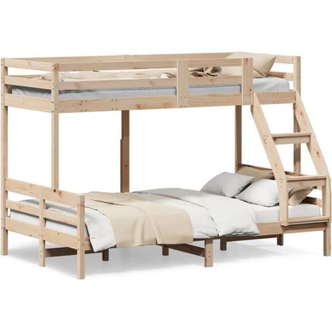 Lit superposé (matelas non inclus) 80x200/120x200 cm en bois massif (1/5)