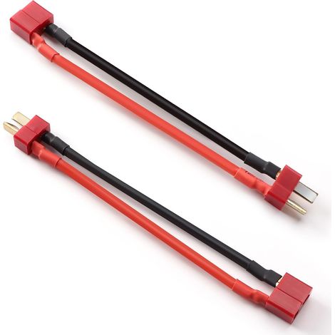 2 Pièces T-Plug Connecteur, Deans Style Mâle à Femelle Connecteurs avec Fil de Silicium de 100mm 14 AWG, pour Batterie LiPo RC (1/5)