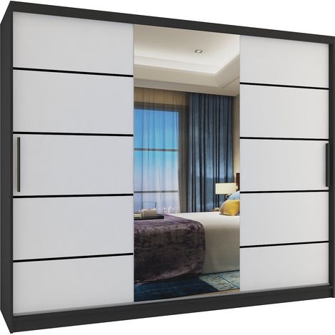 Schiebeschrank Belini 232 cm Mit Schubladen mit Spiegel weiß matt Hersteller (1/4)