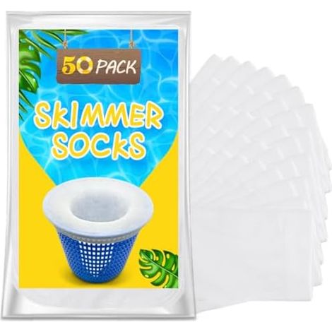 Écumoire pour piscine hors sol avec 50 chaussettes d'écumage, panier flottant pour piscines hors sol, compatible avec les piscines gonflables Intex, élimine efficacement les feuilles et les débris. (1/5)