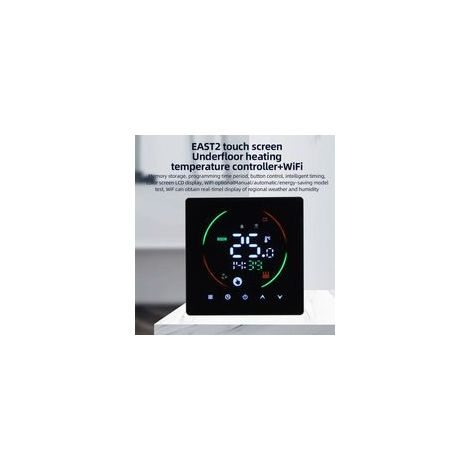Termostato inteligente WiFi para calefacción eléctrica de 16 A: programable semanalmente con pantalla LCD y control remoto a través de una aplicación.