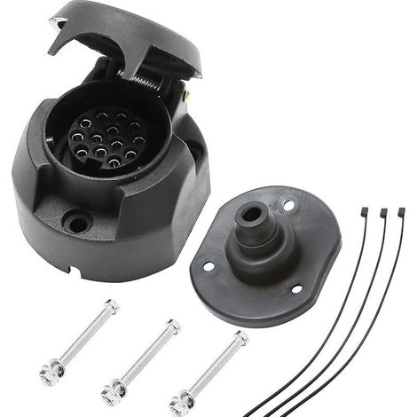 12V fiche Prise remorque 13 Broches, Prise Attelage 13 Broches Femelle Étanche Connecteur, Montage Boulon Écrou Support de Prise CaoutchoucÉtanche Joint pour RV Caravane Camion Van (1/5)