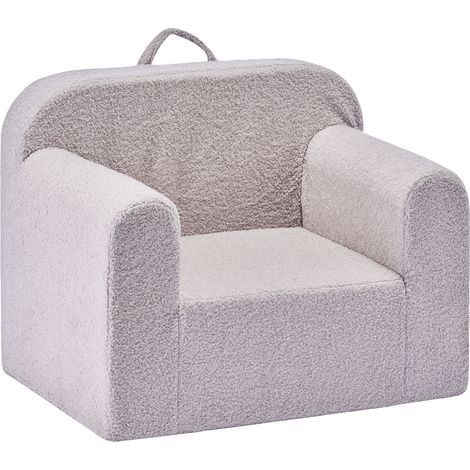 VEVOR Fauteuil pour Enfants Confortable, Chaise Enfant en Mousse avec Accoudoirs et Poignee, Sofa Tout-petits Amovible et Lavable, en Eponge 28D et Peluche, pour Chambre et Salle de Jeux, Gris (1/5)
