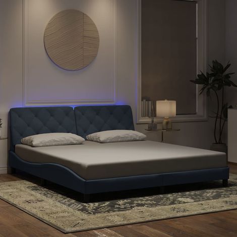 Bettgestell mit LED ohne Matratze Dunkelgrau 180x200 cm Samt (1/5)