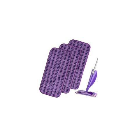 3PCS Lingettes Reutilisable pour Swiffer WetJet Wood, Serpillières en Microfibre Remplacement, Chiffon Rechange pour Swiffer Wet Jet Balai Spray, Tampons de Vadrouille en Microfibre Lavable-Voilet