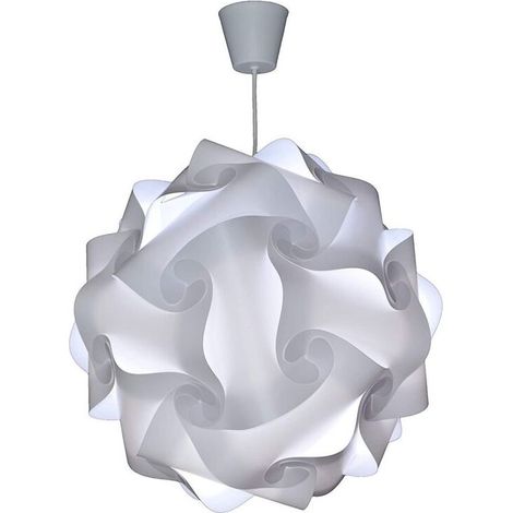 – Weiße Pendelleuchte mit 30 cm Durchmesser – Bruchsicherer Lampenschirm aus Polypropylen – 60 cm langes, verstellbares Kabel – Inklusive 12-W-LED-Leuchtmittel (E27) (1/3)