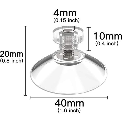 ¿Experto en bricolaje ¿8 ventosas 40 mm con rosca M4x10 mm con tuercas moleteadas, transparentes - Fabricadas en Alemania (1/4)