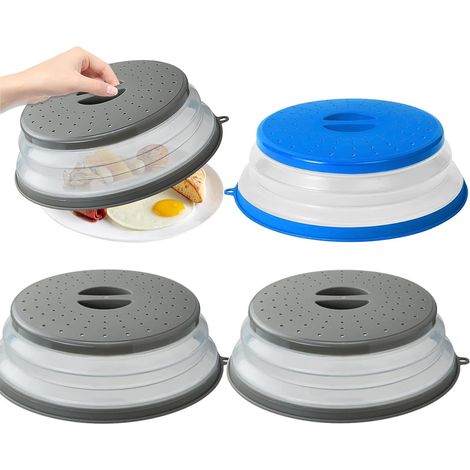 Lot de 3 Couvercle Micro-Ondes, Pliable, Anti-Éclaboussures, Passoire, Cuisine (1/5)
