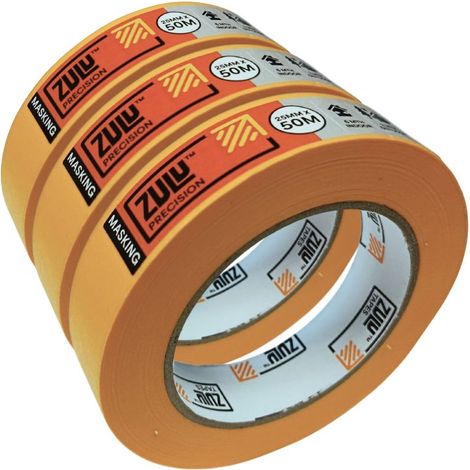 Zulu Precision Outdoor/Indoor Yellow Painters Masking Tape - 25mm x 50m (2-6 months), 3 Pack