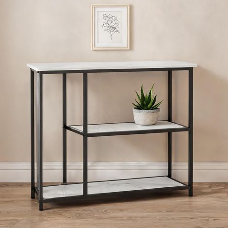 SunJet Console, table console, effet marbre blanc 100 cm, 3 niveaux - Réf. AX53CVJBVU3O (1/5)